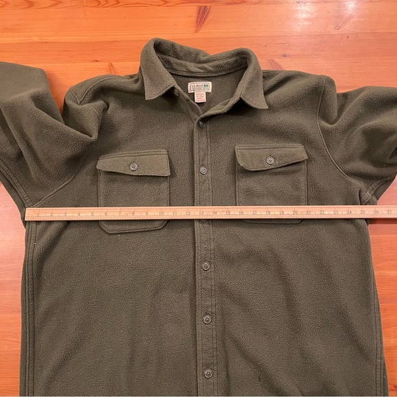 L.L. Bean Vintage Men’s Button Up Fleece Overshirt Army Green XL Tall - Picture 12 of 15